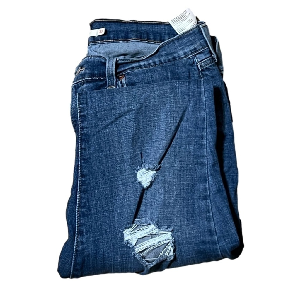 LEVI Strauss & Co Boyfriend Women’s Distressed Denim Blue Jeans (Sz 33) - Picture 5 of 13